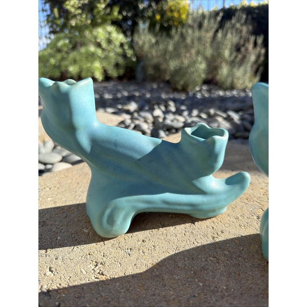 Antique Van Briggle Candlestick Holders Pair Matte Turquoise Colo‎ Springs - Picture 4 of 12